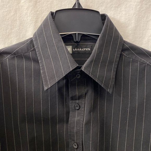 Level Ten Black Men’s Button-Down Striped Dress Shirt - Picture 6 of 15